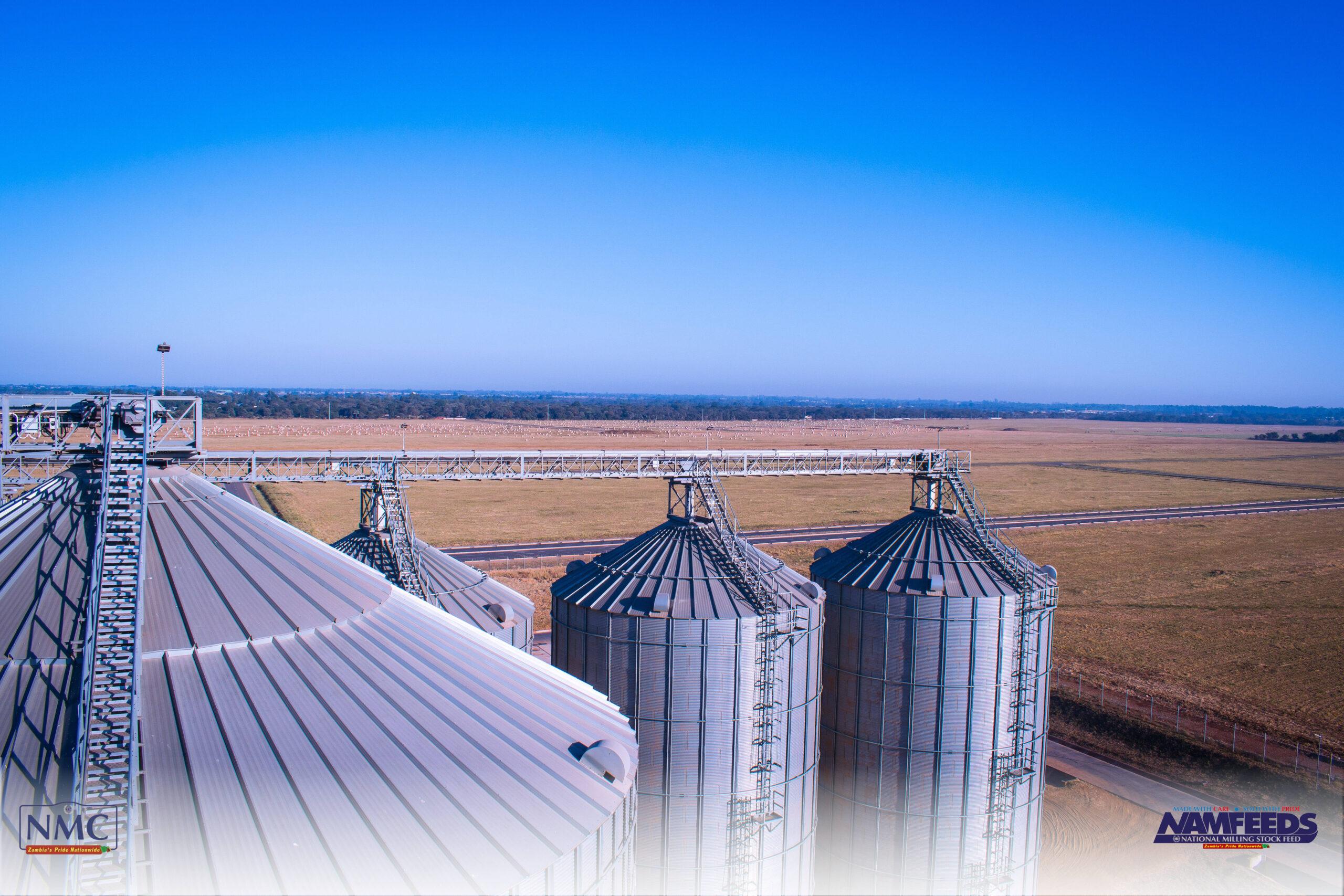 Grain silos at the National Milling Corporation facility in Zambia